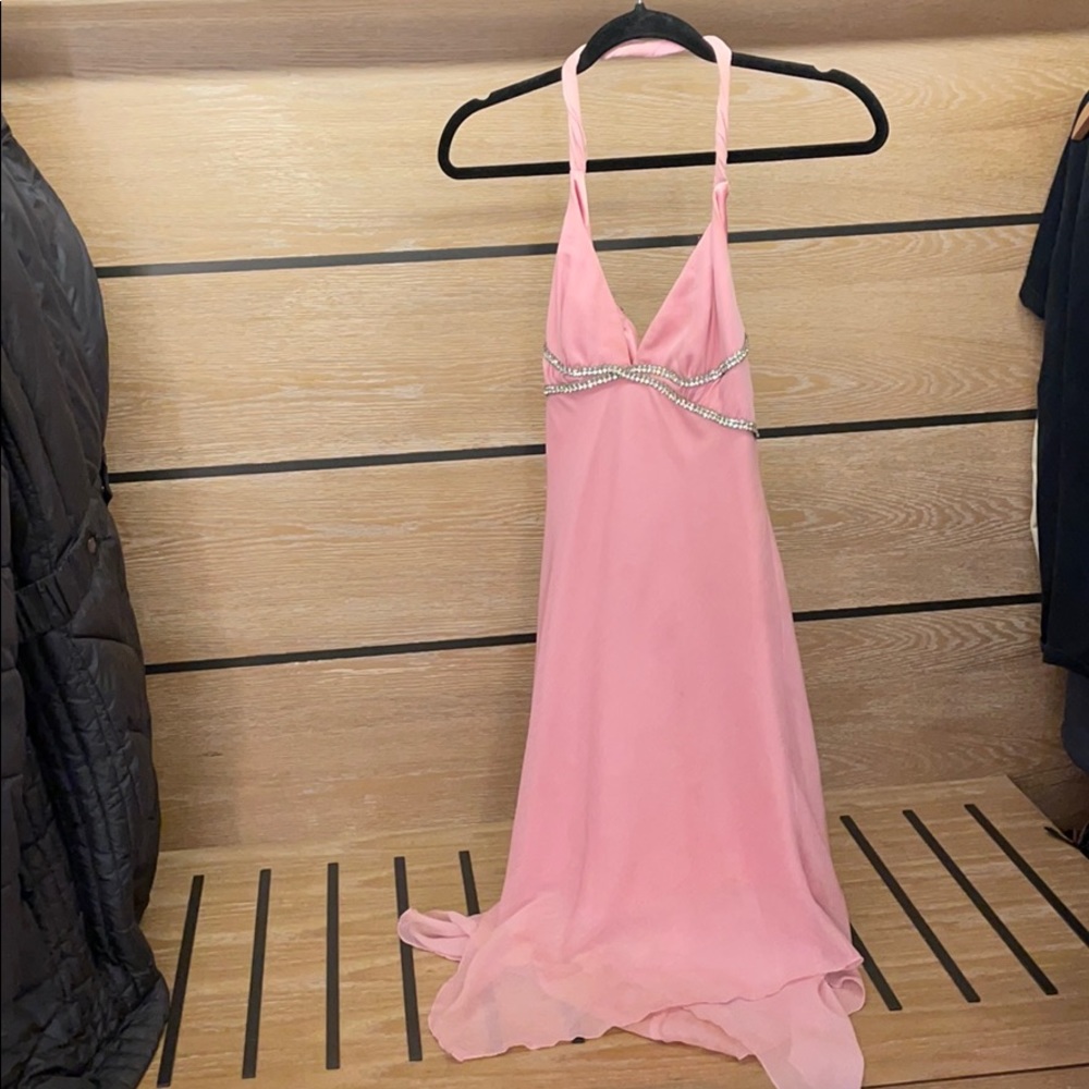 Baby pink chiffon mini dress